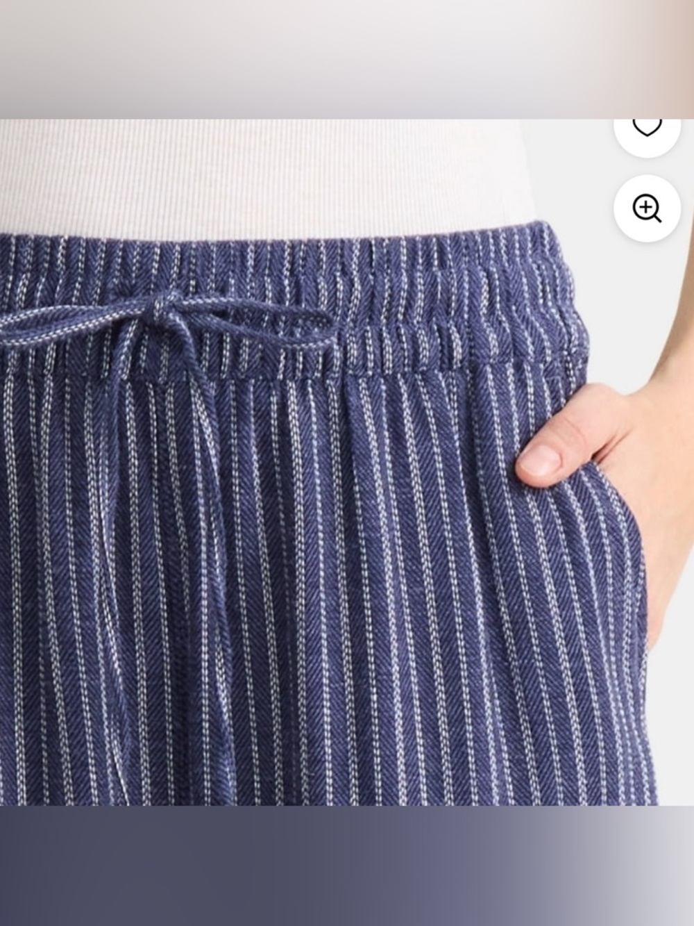 Time & Tru Line blend Striped Drawstring wide flowy leg Casual Women crop pants